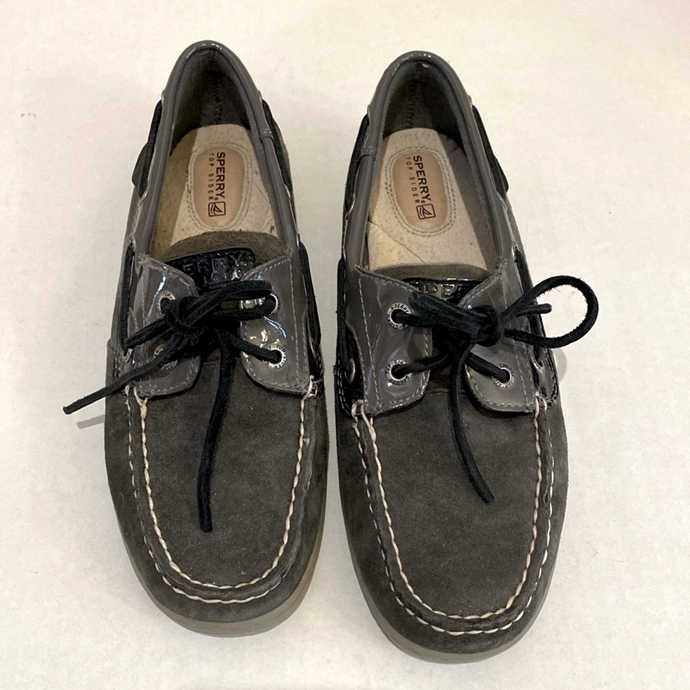 Sperry Topsider Boat Shoes. Grey Suede. Women’s Size 7.5M. EUC